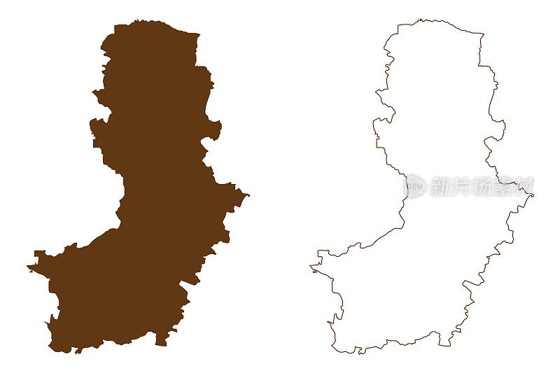 Oberspreewald-Lausitz区(德国联邦共和国，勃兰登堡州农村区)地图矢量插图，涂鸦草图Oberspreewald Lausitz地图